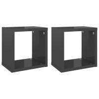 vidaXL Wall Cube Shelves 2 pcs High Gloss Gray 8.7