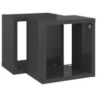 vidaXL Wall Cube Shelves 2 pcs High Gloss Gray 8.7