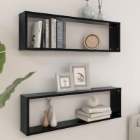 vidaXL Wall Cube Shelves 2 pcs Black 39.4