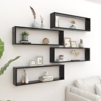 vidaXL Wall Cube Shelves 4 pcs Black 39.4