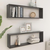 vidaXL Wall Cube Shelves 2 pcs Gray 39.4