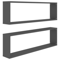 vidaXL Wall Cube Shelves 2 pcs Gray 39.4