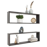 vidaXL Wall Cube Shelves 2 pcs Gray 39.4