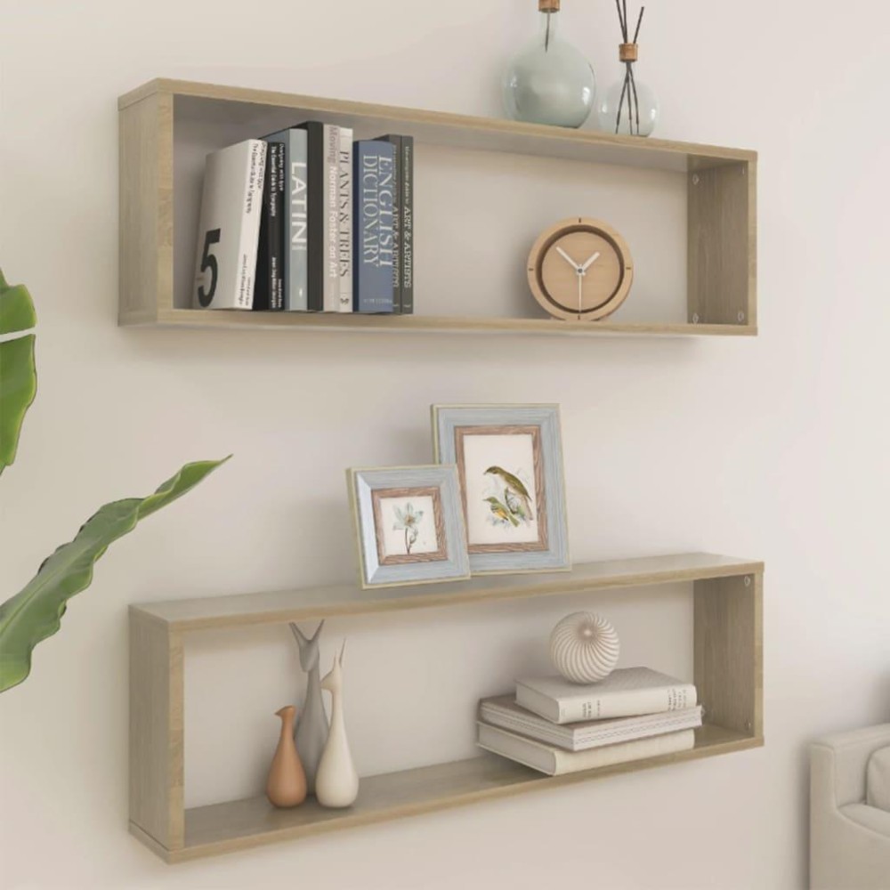 vidaXL Wall Cube Shelves 2 pcs Sonoma Oak 39.4