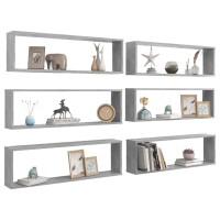 vidaXL Wall Cube Shelves 6 pcs Concrete Gray 39.4