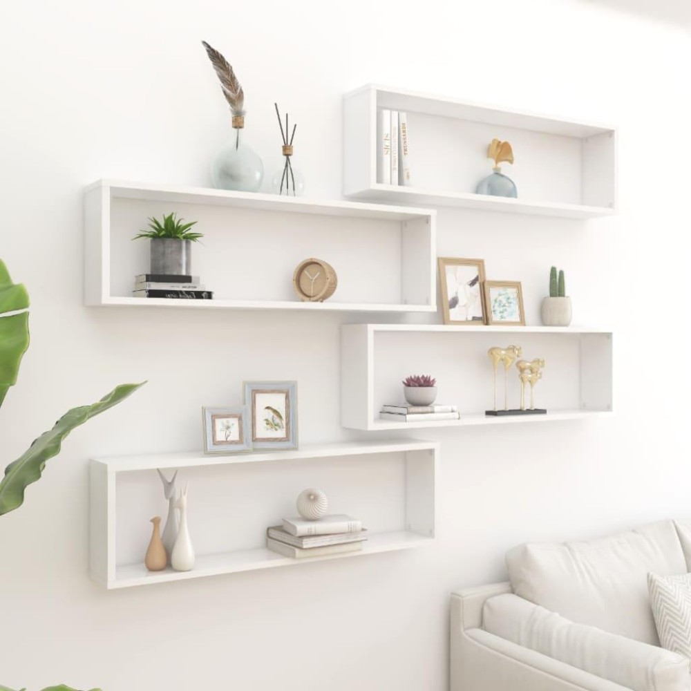 vidaXL Wall Cube Shelves 4 pcs High Gloss White 39.4