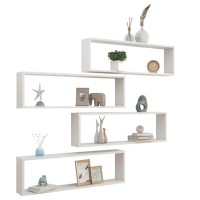 vidaXL Wall Cube Shelves 4 pcs High Gloss White 39.4