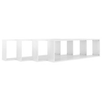 vidaXL Wall Cube Shelves 4 pcs High Gloss White 39.4