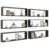 vidaXL Wall Cube Shelves 6 pcs High Gloss Black 39.4