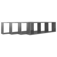 vidaXL Wall Cube Shelves 4 pcs High Gloss Gray 39.4