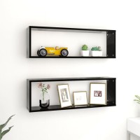 vidaXL Wall Cube Shelves 2 pcs Black 31.5