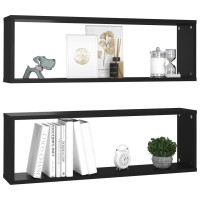 vidaXL Wall Cube Shelves 2 pcs Black 31.5