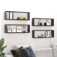 vidaXL Wall Cube Shelves 4 pcs Black 31.5