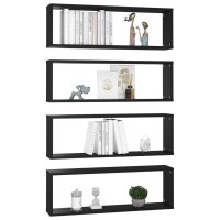 vidaXL Wall Cube Shelves 4 pcs Black 31.5