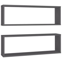 vidaXL Wall Cube Shelves 2 pcs Gray 31.5