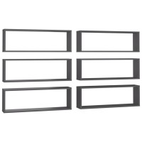 vidaXL Wall Cube Shelves 6 pcs Gray 31.5