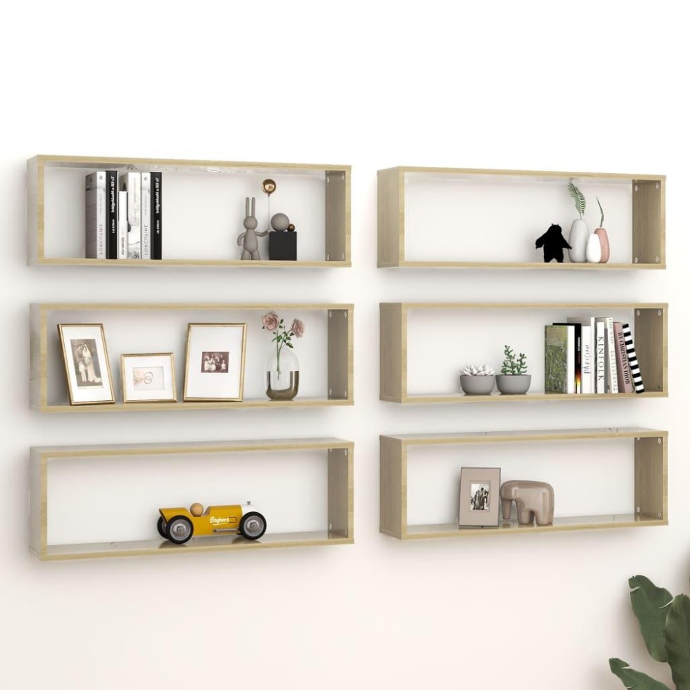 vidaXL Wall Cube Shelves 6 pcs Sonoma Oak 31.5