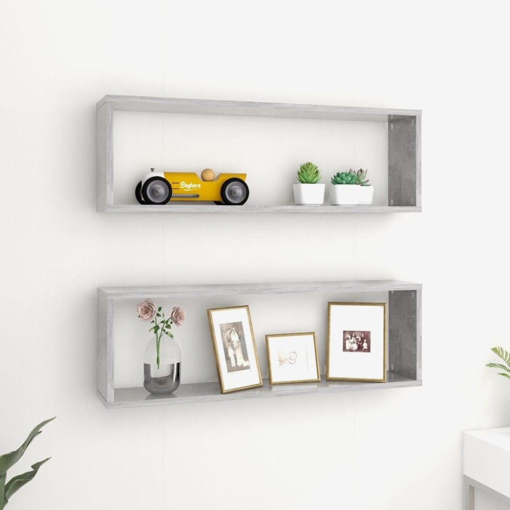 vidaXL Wall Cube Shelves 2 pcs Concrete Gray 31.5