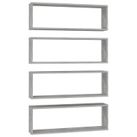 vidaXL Wall Cube Shelves 4 pcs Concrete Gray 31.5