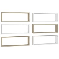 vidaXL Wall Cube Shelves 6 pcs White&Sonoma Oak 31.5