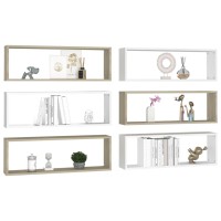 vidaXL Wall Cube Shelves 6 pcs White&Sonoma Oak 31.5