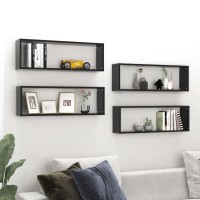 vidaXL Wall Cube Shelves 4 pcs High Gloss Black 31.5