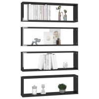 vidaXL Wall Cube Shelves 4 pcs High Gloss Black 31.5