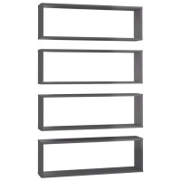 vidaXL Wall Cube Shelves 4 pcs High Gloss Gray 31.5