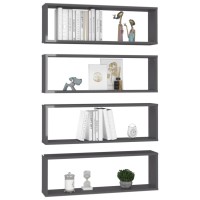 vidaXL Wall Cube Shelves 4 pcs High Gloss Gray 31.5