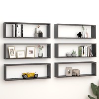 vidaXL Wall Cube Shelves 6 pcs High Gloss Gray 31.5