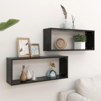 vidaXL Wall Cube Shelves 2 pcs Black 23.6