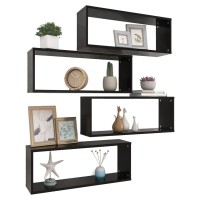 vidaXL Wall Cube Shelves 4 pcs Black 23.6