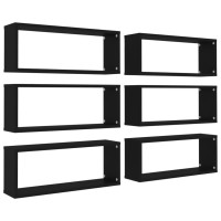 vidaXL Wall Cube Shelves 6 pcs Black 23.6
