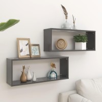 vidaXL Wall Cube Shelves 2 pcs Gray 23.6