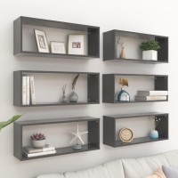 vidaXL Wall Cube Shelves 6 pcs Gray 23.6