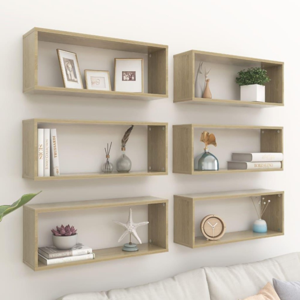 vidaXL Wall Cube Shelves 6 pcs Sonoma Oak 23.6