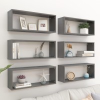 vidaXL Wall Cube Shelves 6 pcs High Gloss Gray 23.6