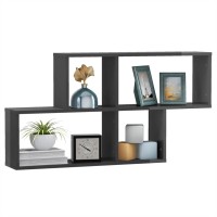 vidaXL Wall Shelf High Gloss Gray 39.4