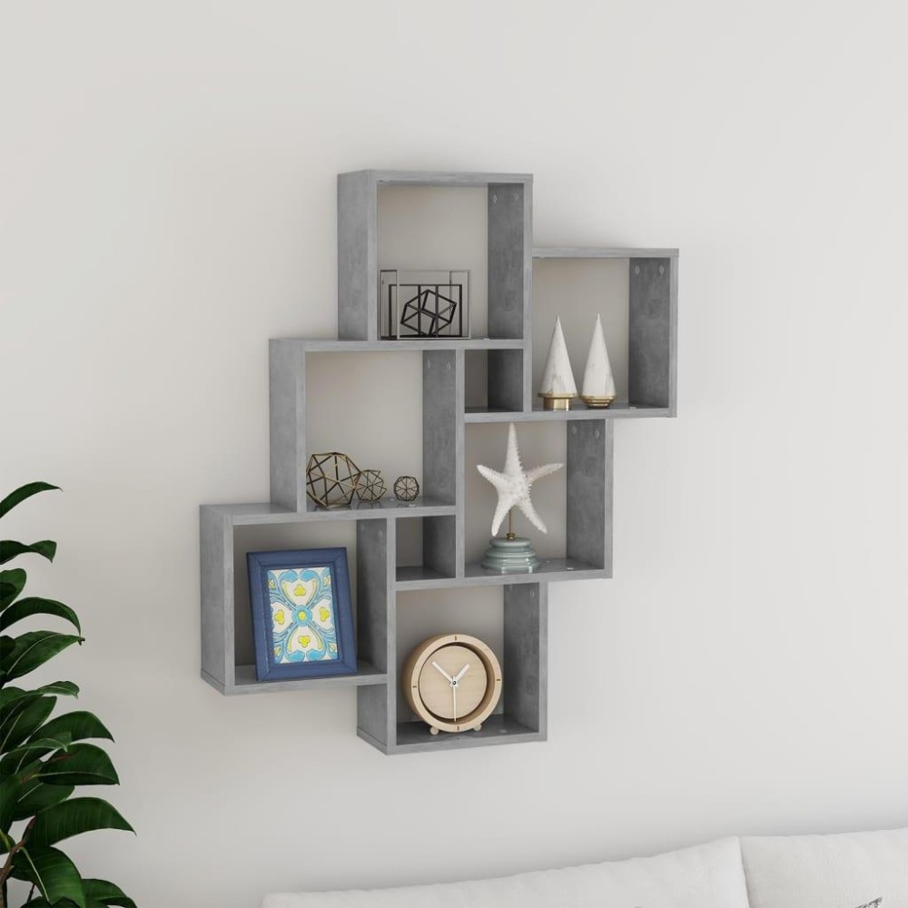 vidaXL Wall Cube Shelf Concrete Gray 30.7