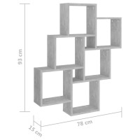 vidaXL Wall Cube Shelf Concrete Gray 30.7