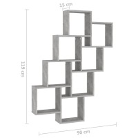 vidaXL Wall Cube Shelf Concrete Gray 35.4