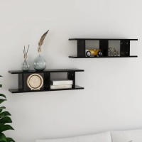 vidaXL Wall Shelves 2 pcs Black 29.5