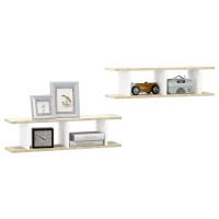 vidaXL Wall Shelves 2 pcs White and Sonoma Oak 29.5