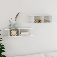 vidaXL Wall Shelves 2 pcs High Gloss White 30.7