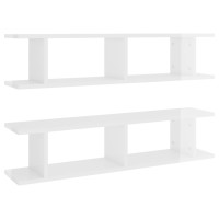 vidaXL Wall Shelves 2 pcs High Gloss White 35.4