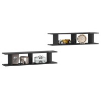 vidaXL Wall Shelves 2 pcs High Gloss Gray 35.4