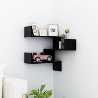 vidaXL Wall Corner Shelf Black 15.7