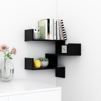 vidaXL Wall Corner Shelf Black 15.7