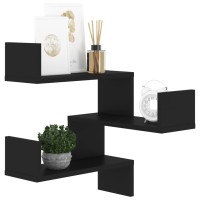 vidaXL Wall Corner Shelf Black 15.7