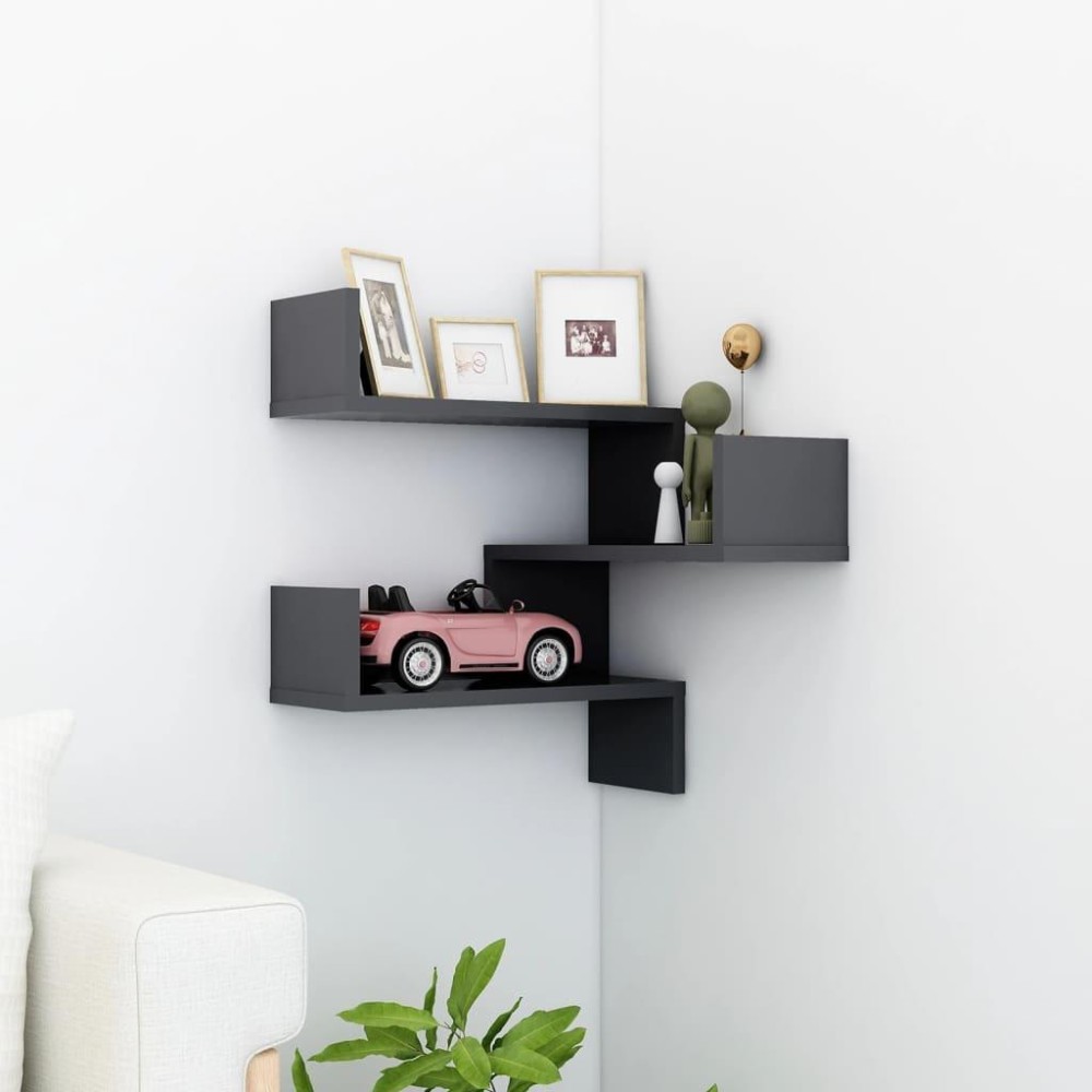 vidaXL Wall Corner Shelf Gray 15.7